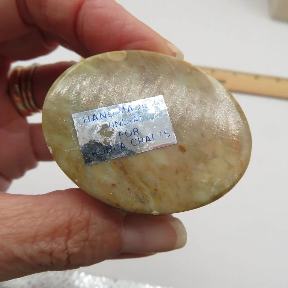 Soapstone Mother Of Pearl Trinket Box